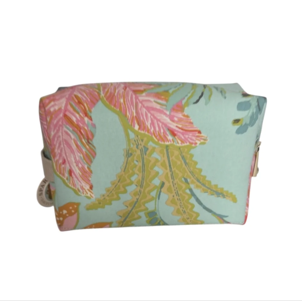 Spartina 449 Cosmetic Case Queenie Tropical Floral Sea Foam NWT